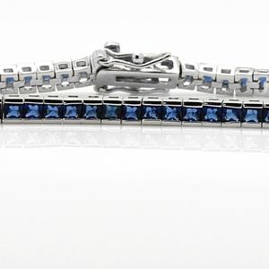 Sterling Silver Blue Sapphire Tennis Bracelet